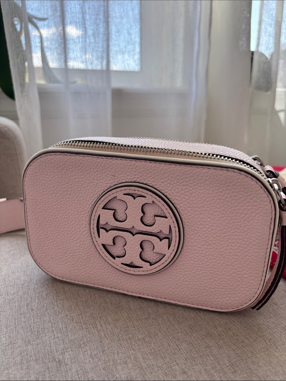Tory Burch Soft Pink Leather Camera Crossbody